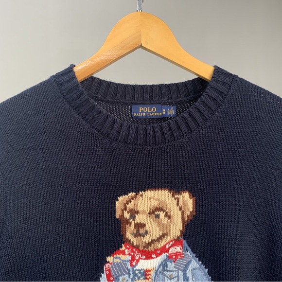 Polo by Ralph Lauren Navy Sweater with Bear Design - Picture 6 of 8